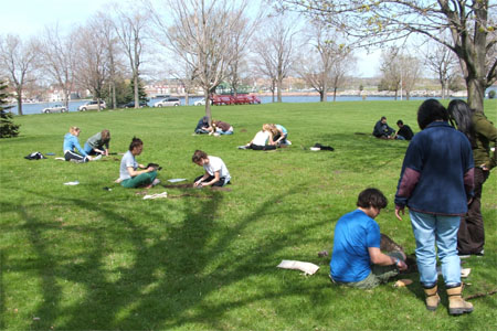 Queen’s University E=MC2 enrichment mini-course excavating at the Naval Hospital.
