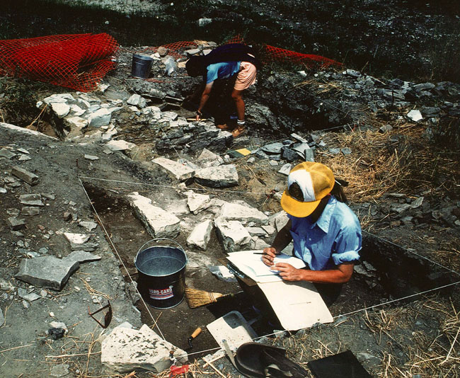 Excavating the privy.