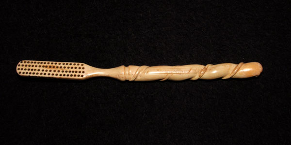 Ivory toothbrush excavated from the Brant privy.